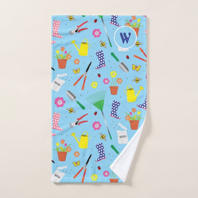 Gardening Monogram Gardener Colourful Hand Towel (Hand Towel)