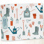Gardening Notes Personalized Binder<br><div class="desc">Fun personalized garden notes design. Pattern features gardening tools and implements for gardeners. Original art by Nic Squirrell. Change the name and text to customize.</div>
