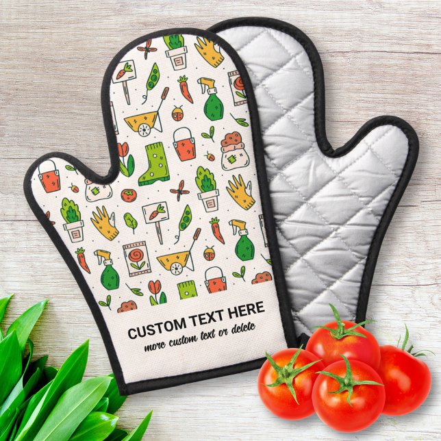 Gardening Pattern, Gift for Gardener Custom Text Oven Mitt (Creator Uploaded)