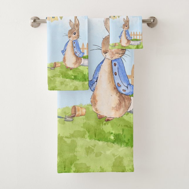 Gardening Peter the Rabbit Bath Towel Set (Insitu)