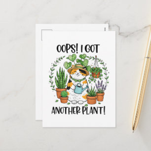 Gardening Planting Cat Oops I Got Another Plant Holiday Postcard