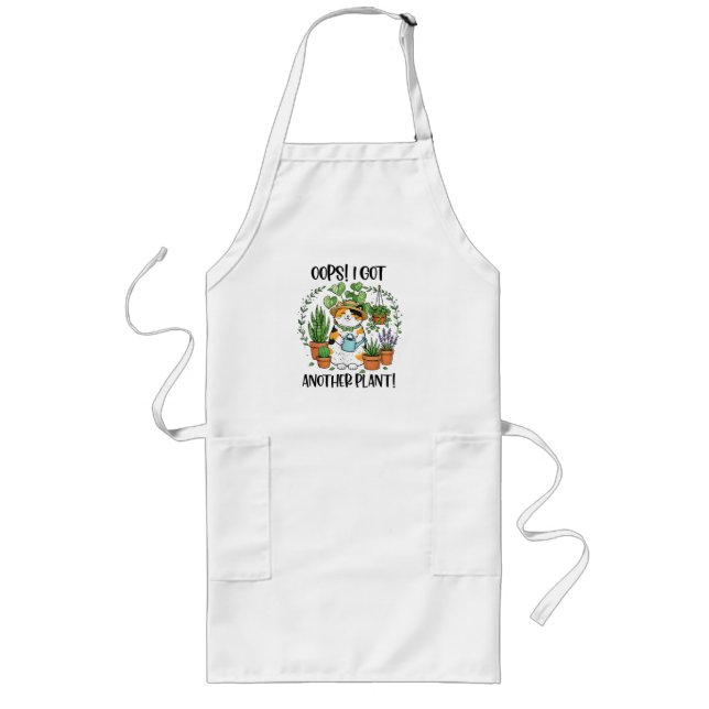 Gardening Planting Cat Oops I Got Another Plant Long Apron (Front)