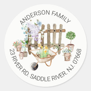 Gardening Planting New Roots Address Classic Round Sticker