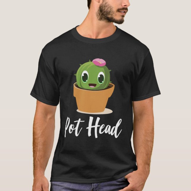 Gardening POT HEAD Cactus Gardener Succulent T-Shirt (Front)