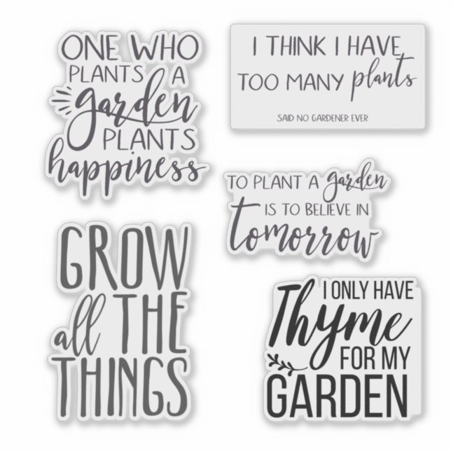 Gardening Quotes Sticker Sheet (Front)