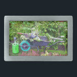 GARDENING RECTANGULAR BELT BUCKLE<br><div class="desc">All the tools needed to start working in the garden. Wheelbarrow, watering can, pots, plants and tools.</div>