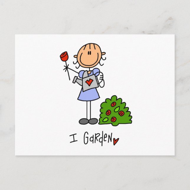 Gardening Stick Figure Postcard (Front)