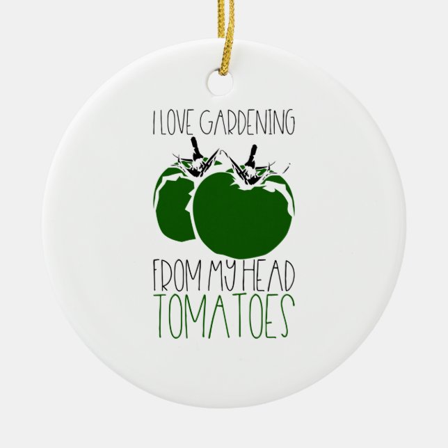 Gardening Tomatoes Ceramic Ornament (Front)