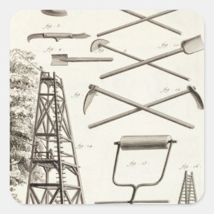 Gardening tools and a mobile pruning platform, fro square sticker