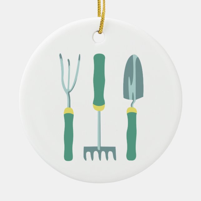 Gardening Tools Ceramic Ornament (Front)