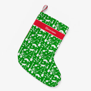 Gardening Tools Pattern Red  Green And White Small Christmas Stocking