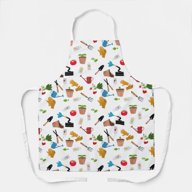 Gardening Tools Plants Gardener Nursery Pattern Apron (Front)