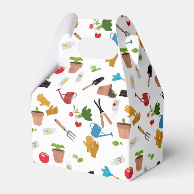 Gardening Tools Plants Gardener Nursery Pattern Favor Box (Front Side)