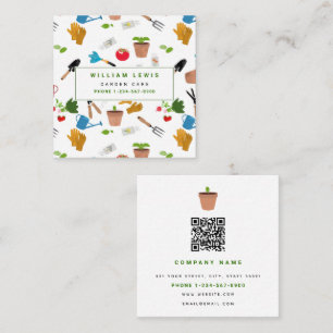 Gardening Tools Plants Gardener Nursery  Square Business Card