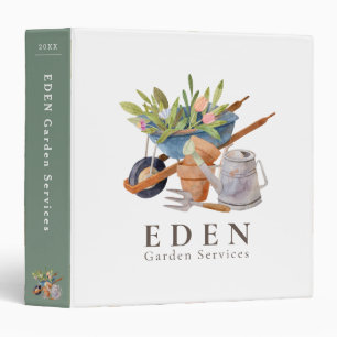 Gardening Tools Watercolor Garden Business Binder
