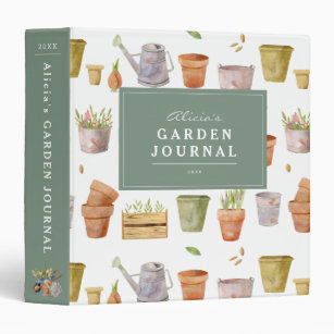 Gardening Tools Watercolor Garden Journal Binder