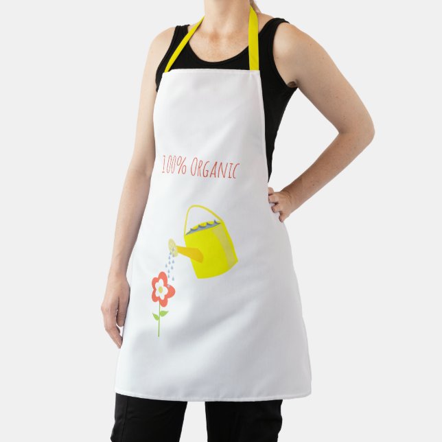 Gardening watering can colourful funky apron (Insitu)