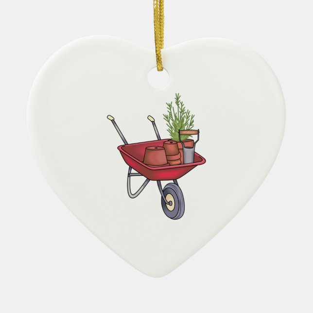 GARDENING WHEELBARROW CERAMIC ORNAMENT (Front)