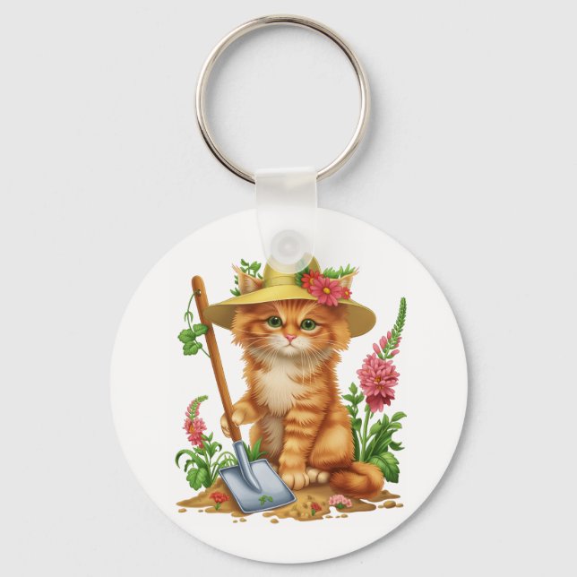 Gardening with Cats Keychain (Front)