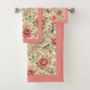 Gardens of Shiraz Songbirds & Peony Chintz Bath Towel Set