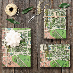 Gardens of Versailles, Restored Vintage 1920 Wrapping Paper Sheet