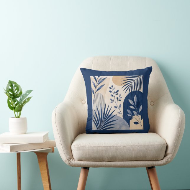 Gardens Syracuse Abstract Navy Leaf Cushion (Chair)