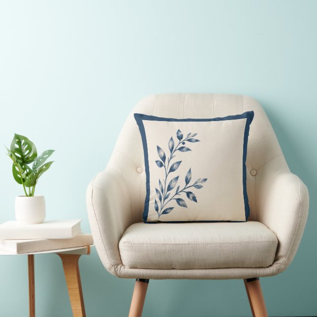 Gardens Syracuse Minimalist Blue Leaf Cushion (Chair)