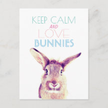 Garder calme et amour lapins Carte de voeux