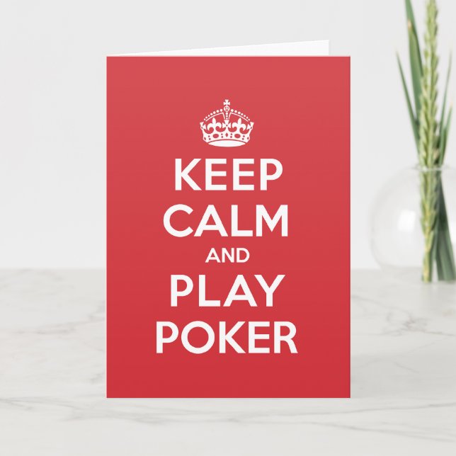 Garder le calme Jouer Poker Carte de note de bienv (Devant)