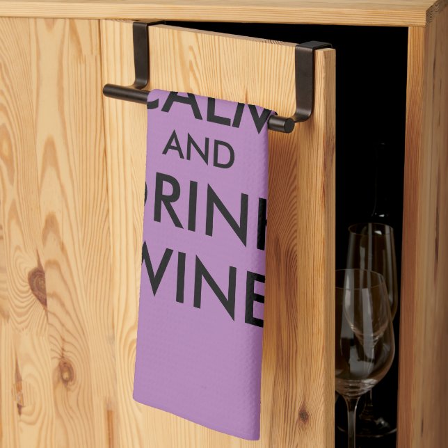Gardez calme et boire du vin drôle de serviette de (Pliage en tiers)