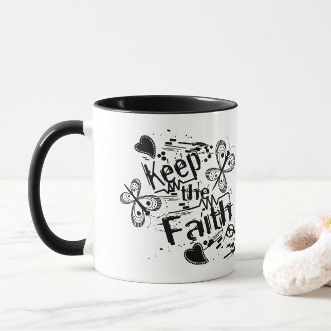 Gardez la foi Graffiti rétro Christian Coffee Mug (Avec donut)