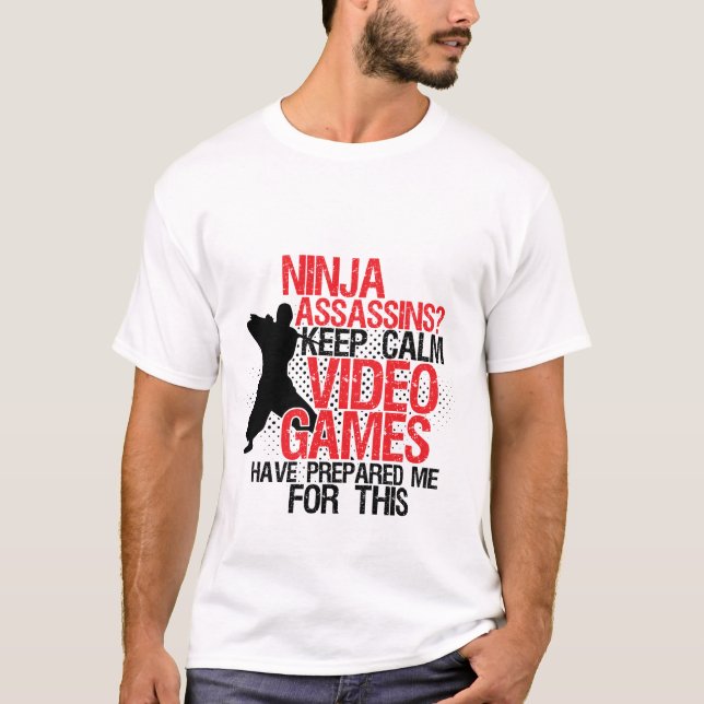 Gardez le calme amusant Geeks et Gamers T-shirt Ni (Devant)