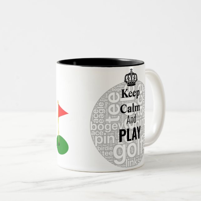 Gardez le calme et la tasse de golf personnalisée (Devant droit)