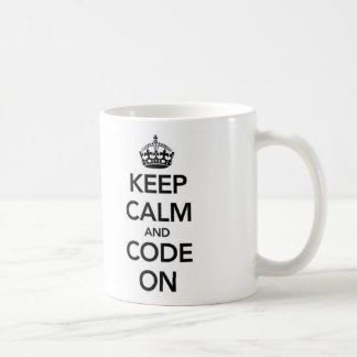Gardez le calme et le code sur la tasse