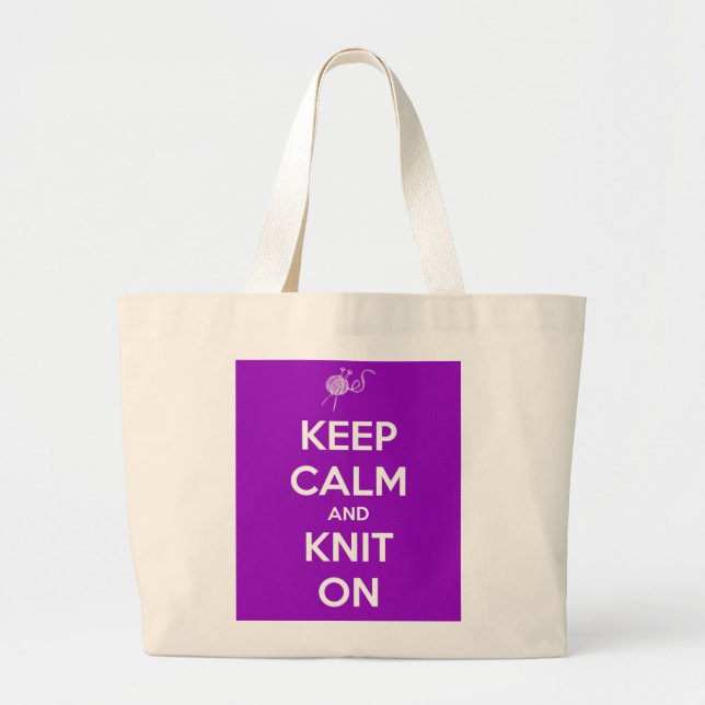 Gardez le calme et tricotez sur le sac fourre-tout (Devant)