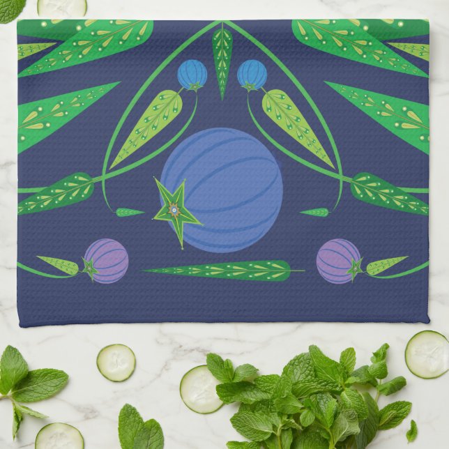 Gardien De La Serviette De Cuisine Blueberries (Plié)