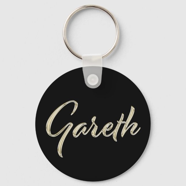 Gareth Name whitegold Button Schlüsselanhänger Keychain (Front)