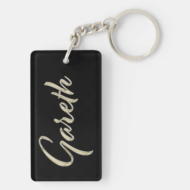 Gareth Name whitegold key trailer Keychain (Back)