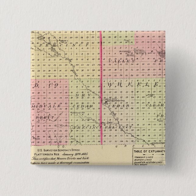 Garfield and Wheeler County, Nebraska 2 Inch Square Button (Front)