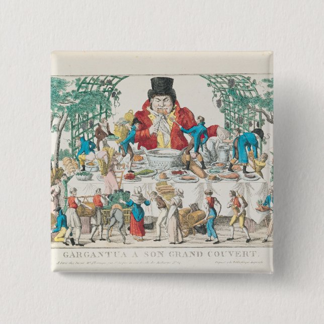 Gargantua at his Table 2 Inch Square Button (Front)