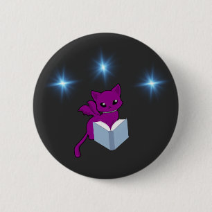 Gargoyle Cat/ Winged Cat Reading  2 Inch Round Button
