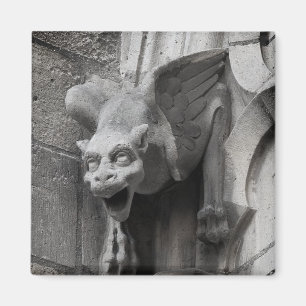 Gargoyle gothique ailé Magnet Carré noir et blanc