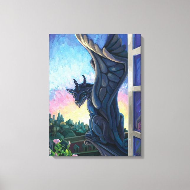 Gargoyle Guardian Fantasy Art Canvas Print (Front)