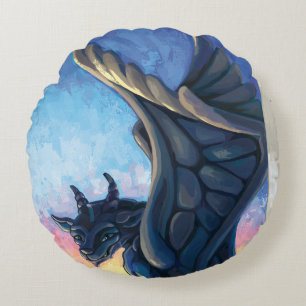 Gargoyle Guardian Round Pillow