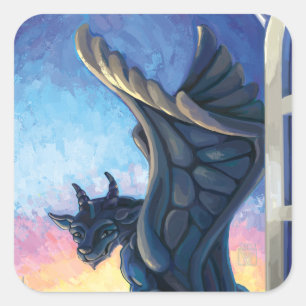 Gargoyle Guardian Square Sticker