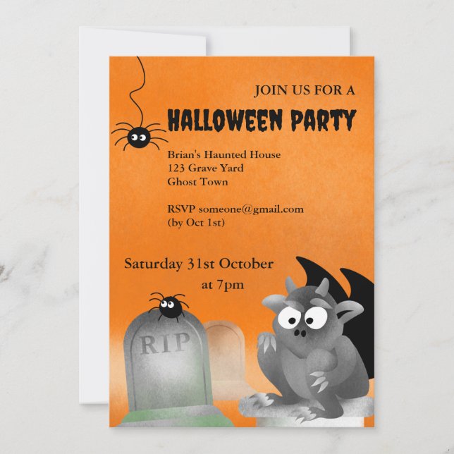 Gargoyle Halloween Party Invitation (Front)