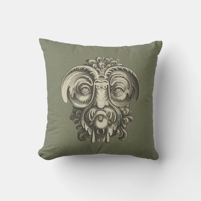 Gargoyle Mask 1 Throw Pillow (Front)