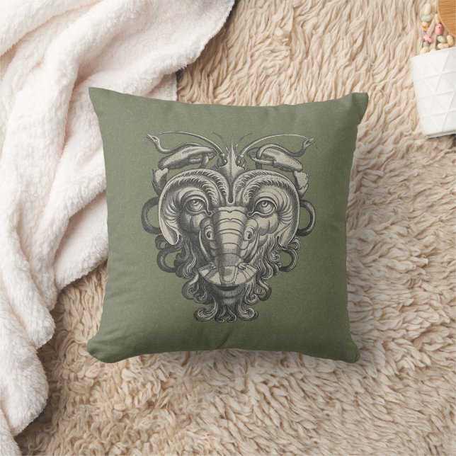 Gargoyle Mask 2 Throw Pillow (Blanket)