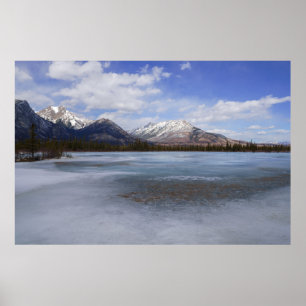 Gargoyle Mountain and Frozen Athabasca River Poster