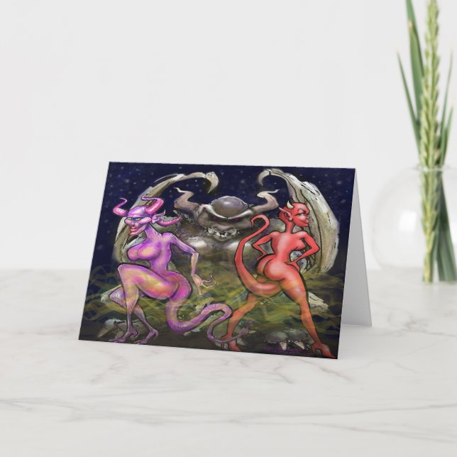 Gargoyle n Dark Fae Folded Greeting Card (Front)